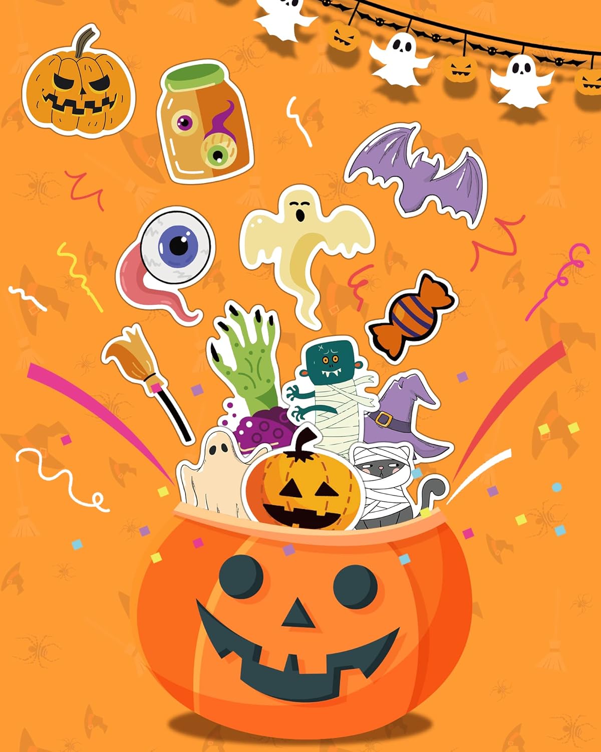 Spooky Halloween Stickers for Front Door and Entryway – 300 Removable Vinyl Decor Set