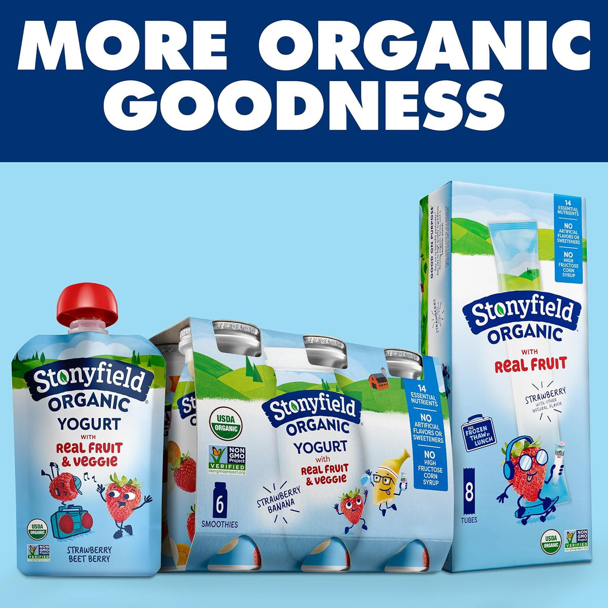 Stonyfield Organic Kids Probiotic Yogurt Pouch – Clean-Label Snack for Mindful Parenting, 5 Live Cultures Strawberry Beet Berry 3.5 oz