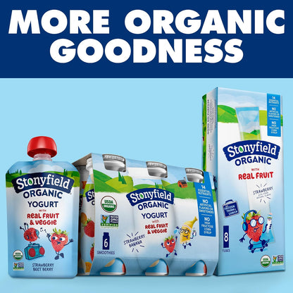 Stonyfield Organic Kids Probiotic Yogurt Pouch – Clean-Label Snack for Mindful Parenting, 5 Live Cultures Strawberry Beet Berry 3.5 oz