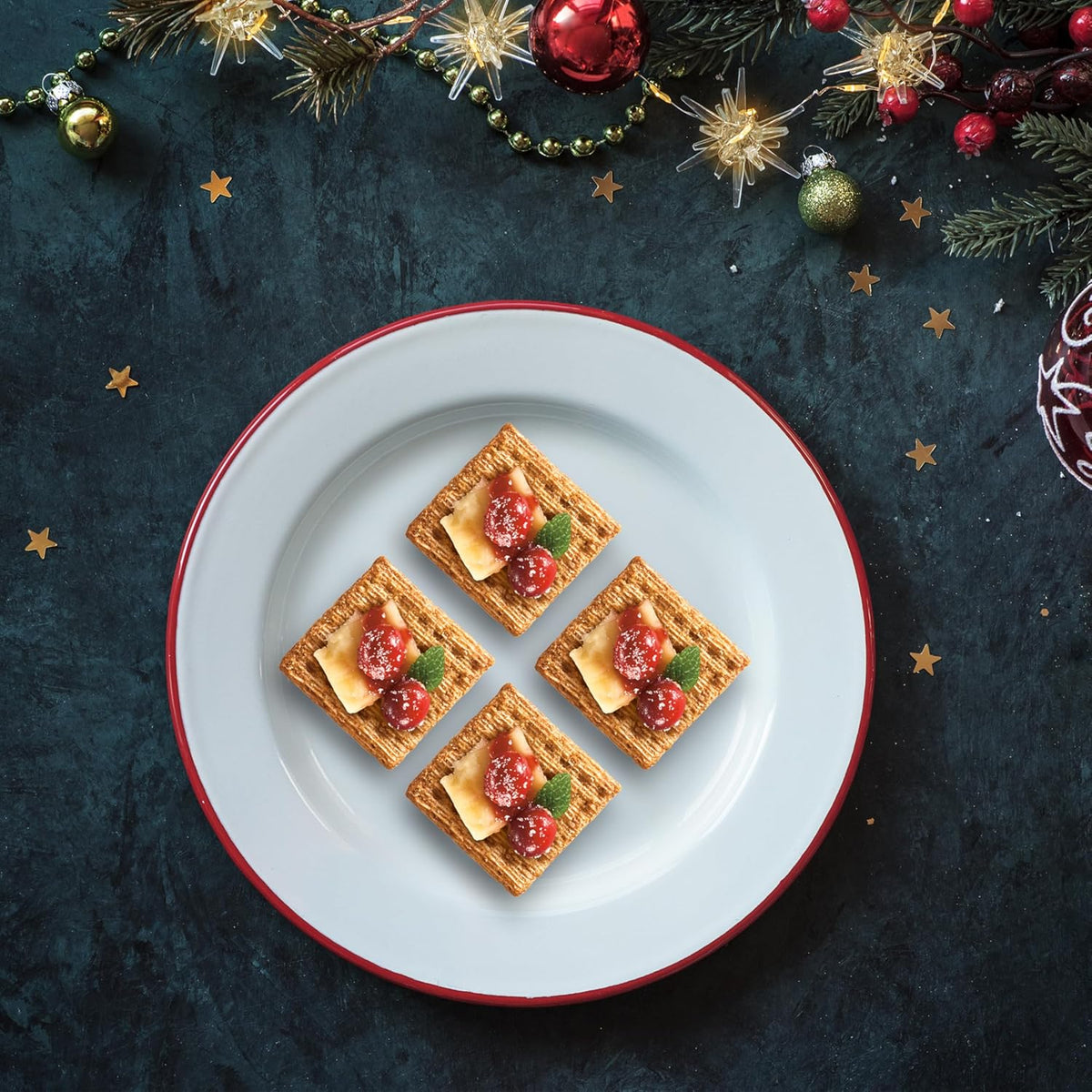 sturdy cracker format designed to hold cream cheese, fruit, and spreads