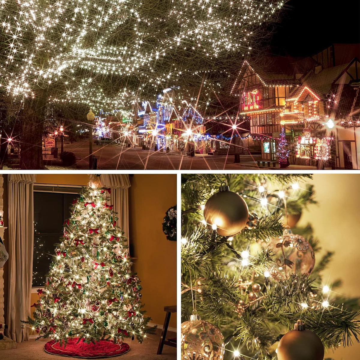 suddus Indoor Christmas Lights – Soft Warm White Glow for Bedroom Walls and Holiday Mantel Styling, 33ft 100 LED String with Remote