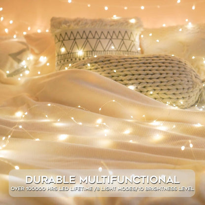 suddus Warm White Fairy Lights – Boho Home Decor for Bedroom, Dorm, and Reading Nook Without an Outlet