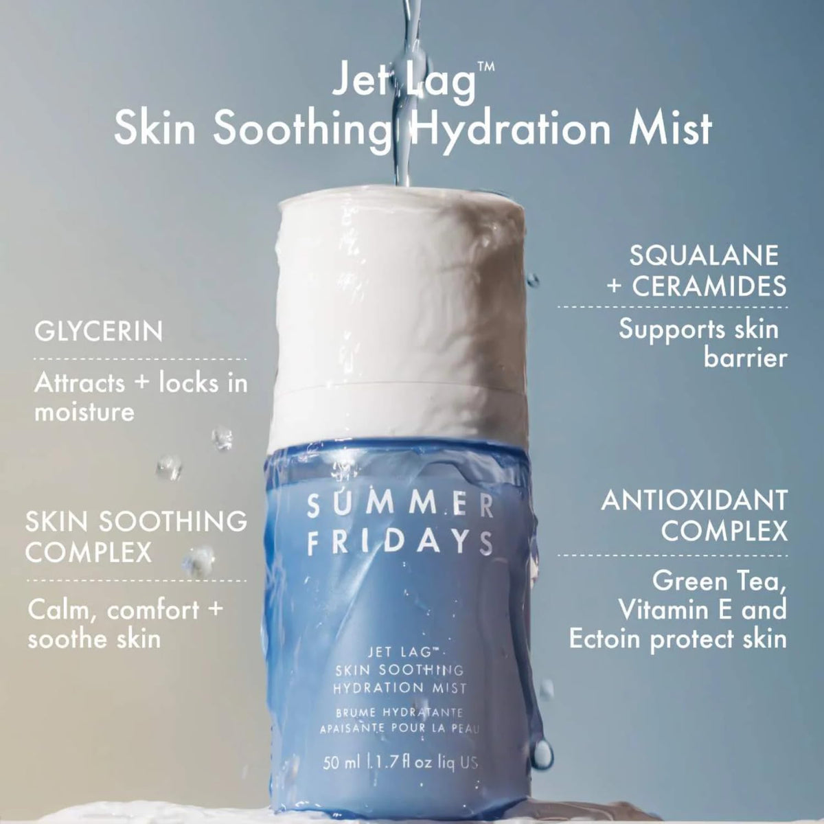 Summer Fridays Jet Lag Essentials – TSA-Approved Travel Size Skincare Set, In-Flight Hydration Kit