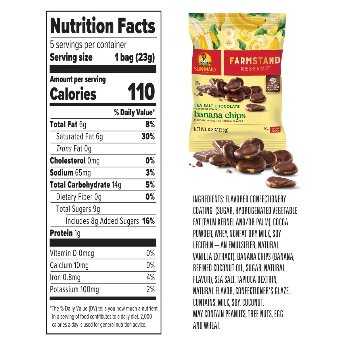 Sun-Maid Farmstand Reserve Banana Chips – Housewarming Gift Basket Addition, Fair Trade Chocolate Covered Fruit Snack