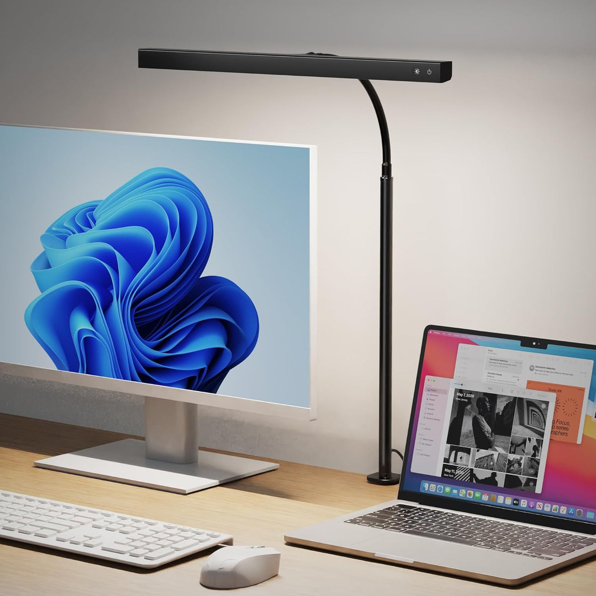SUPERDANNY LED Desk Lamp – Office Desk Light with 45° Anti-Glare Beam, 3 Color Temps for Screen Work