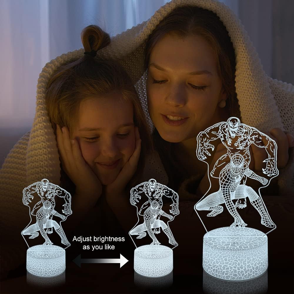 Superhero 3D Night Light with Auto Shutoff Style LED – Worry Free Bedside Lamp for Families and Shared Spaces