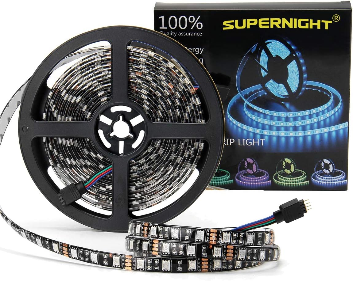 SUPERNIGHT Low Profile LED Light Strip – Discreet Black Backing Blends Into Dark Shelves and Media Consoles