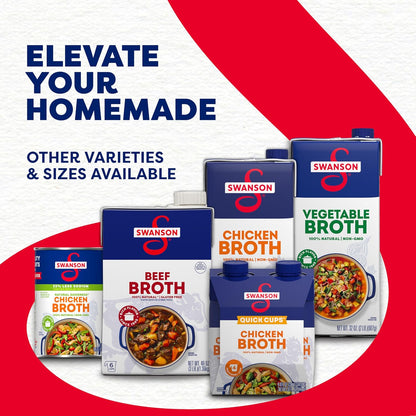 Swanson 50% Less Sodium Beef Broth, 32 oz – No Artificial Additives for Clean Minimalist Cooking