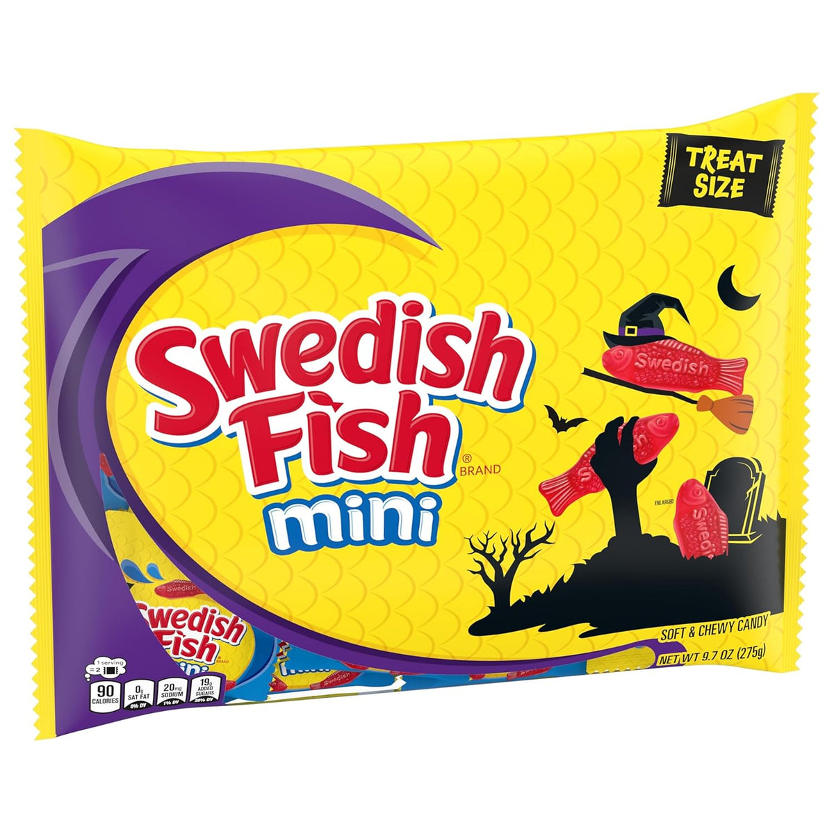 SWEDISH FISH Mini Soft Chewy Candy, 22 Mess-Free Individually Wrapped Halloween Bags
