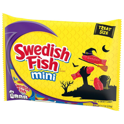 SWEDISH FISH Mini Soft Chewy Candy, 22 Mess-Free Individually Wrapped Halloween Bags
