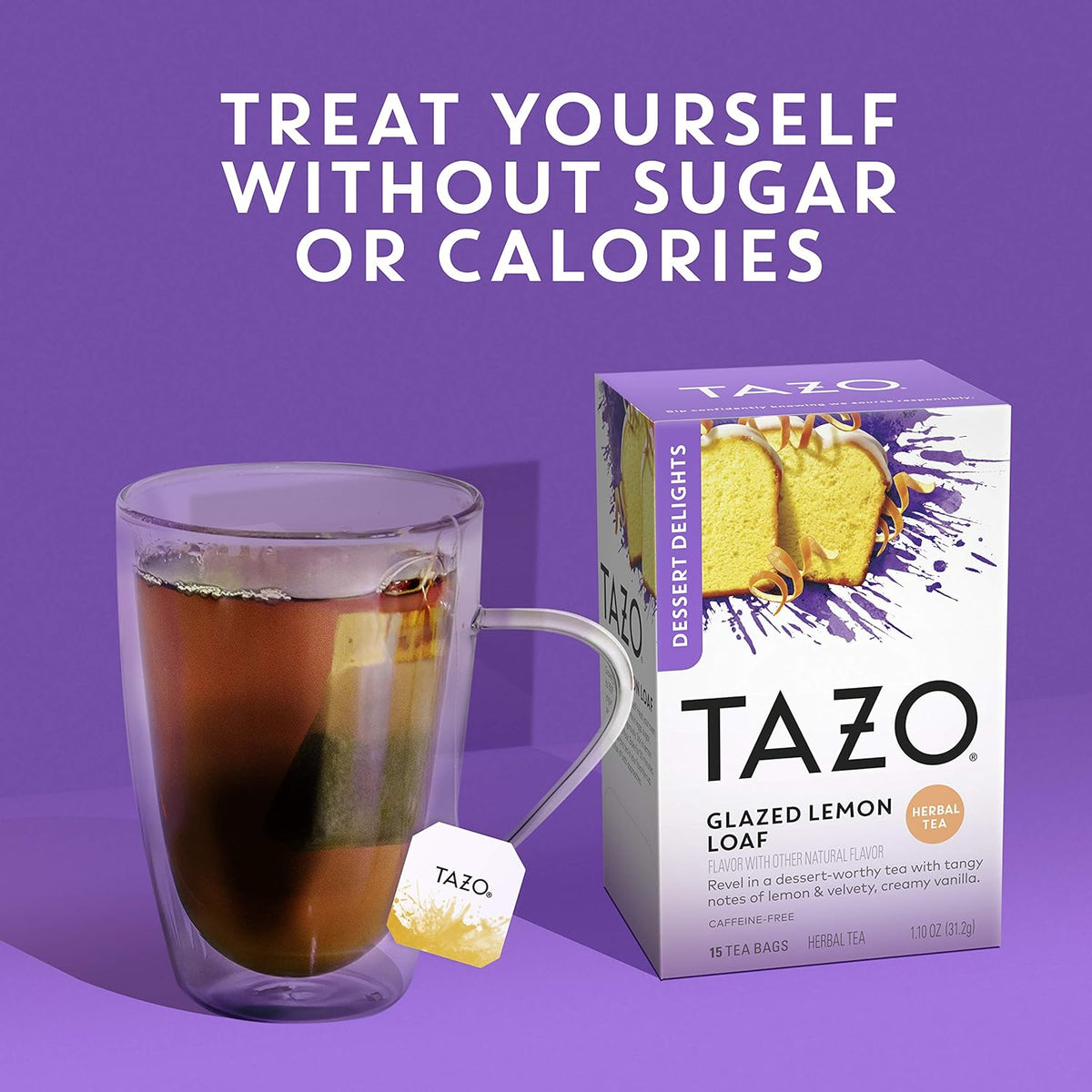TAZO Glazed Lemon Loaf Herbal Tea – Steady Study Companion with No Caffeine Dip
