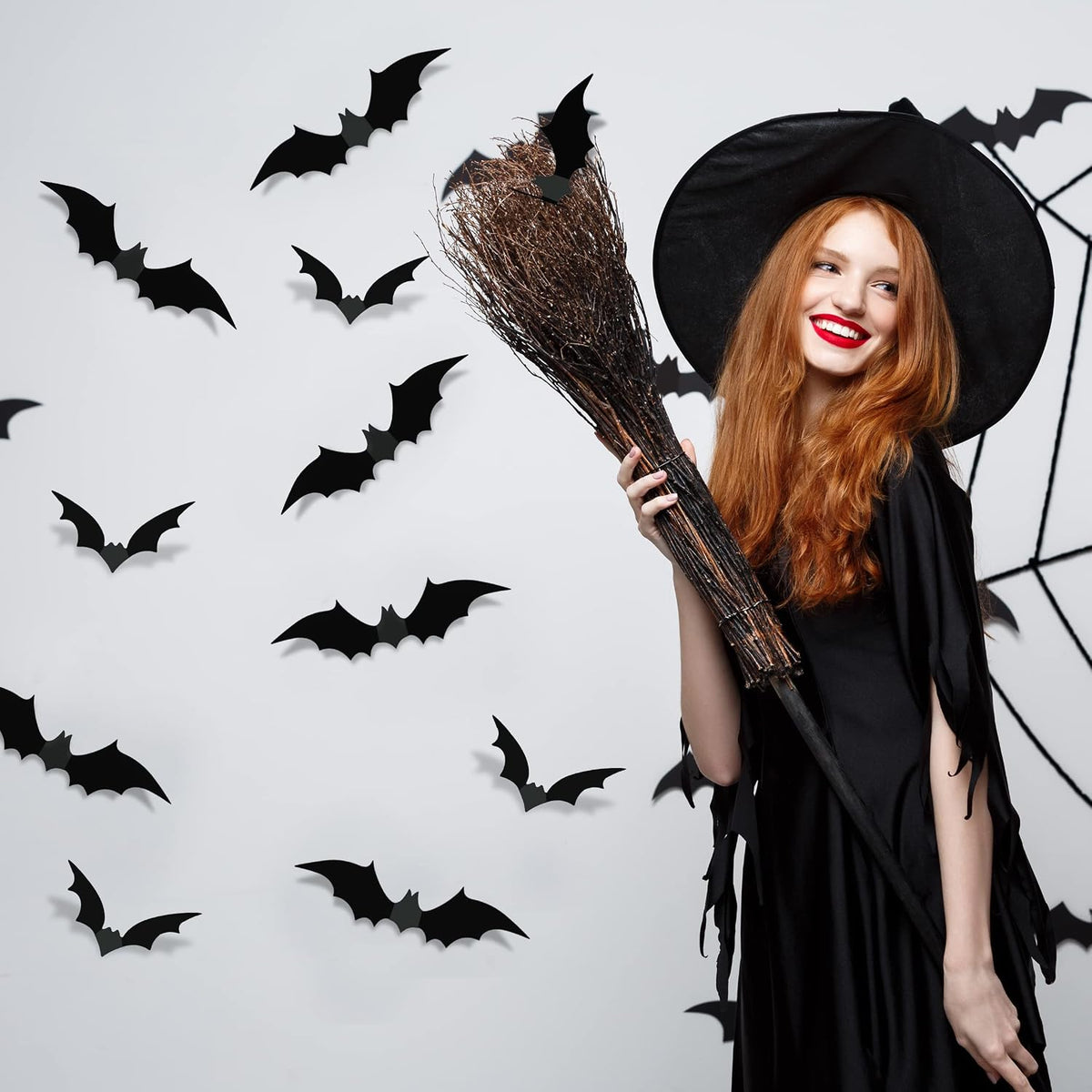 TDHDIKE Halloween Bats Decorations 140pcs Safe PVC Bat Wall Stickers for Kids Bedroom and Playroom DIY Family Craft