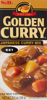 S&B Golden Curry Sauce Mix Hot 3.2 oz – Pre-Made Curry Roux for Family-Style Home Meals