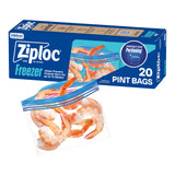 Ziploc Pint Freezer Bags for Weekly Meal Prep Portions, BPA-Free Reusable Storage for Healthy Lunch Planning, 12 Pack