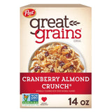 Great Grains Cranberry Almond Crunch Cereal – Grab-and-Go Non-GMO Cereal for Productive Weekday Routines, 14 oz