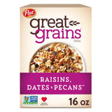 Great Grains Raisins Dates Pecans Cereal – Naturally Sweet Non-GMO Cereal for Kids Snack and Breakfast, 16 oz