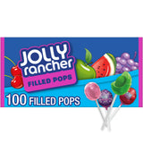 JOLLY RANCHER Filled Pops Assorted Fruit Chewy Center Lollipops, 100-Piece Allergy-Aware Candy for Playroom Snack Drawer and Birthday Party