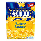 ACT II Butter Lovers Microwave Popcorn, 6 ct 2.75 oz Bags — No-Flame Popcorn for Kids' Rooms and Nursery Snack Time