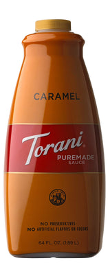 Torani Puremade Caramel Sauce 64 oz – Bulk Beverage Topping for Busy Coffee Shop Service Lines