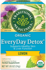 Traditional Medicinals Everyday Detox Lemon Herbal Tea – Home Office Replacement for Coffee & Black Tea, 16 Bags