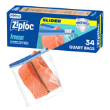 Ziploc Quart Freezer Bags – Durable Slider Closure for Tailgating, Road Trips, and Outdoor Meals, 136 Pack