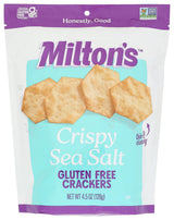 Milton's Gluten Free Crackers, Crispy Sea Salt - Crispy Sea Salt Five-Grain Crackers for Lunchbox Packing and Family Movie Nights