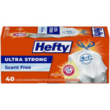 Hefty Ultra Strong Tall Kitchen Garbage Bags 13 Gallon – Unscented 6-in-1 Protection for Busy Family Homes, 40 Pack