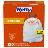 Hefty Strong 13 Gallon Drawstring Bags – Tear Resistant Waste Bags for Worry-Free Cleanup, Heavy Duty 120 Ct