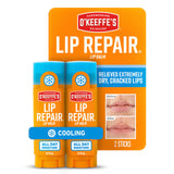 O'Keeffe's Lip Repair Cooling Relief Stick (2 Pack) – Hypoallergenic Lip Balm Safe for Diabetics and Sensitive Skin