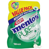 Mentos Pure Fresh Sugar-Free Chewing Gum with Xylitol, Fresh Mint, 120 Piece Bulk Resealable Bag for Coworker Thank-You and Hostess Gift