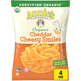 Annie's Organic Cheddar Cheesy Smiles – Baked Not Fried Cheese Puffs Kids Love, 4 oz Pantry Pack