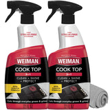 Weiman Cooktop Cleaner & Microfiber Buffing Cloth – 2-Pack Streak-Free Degreaser for Fast Workspace Kitchen Resets Between Tasks
