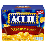 ACT II Xtreme Butter Microwave Popcorn 33.01 oz – Kid-Friendly 2.75 oz Portion Bags for Lunchboxes, Sleepovers, and Playroom Snacking
