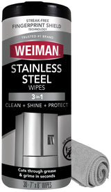 Weiman Stainless Steel Cleaner Wipes - One Simple Canister for Every Stainless Surface, No Clutter, No Extra Sprays