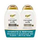 OGX Nourishing Coconut Hair Care Duo – White Peach & Shea Butter Fragrance Ritual, Sensory Escape Hair Set for Self-Care Evenings