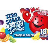 Kool-Aid Jammers Zero Sugar Tropical Punch Drink Pouches, 6 fl oz Box of 10, Lunch Box Hydration for Kids