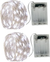 LUMIO Less Is More LED String Lights Pair – Hidden Silver Wire Design for Clutter Free Home Decor, 16.4ft Battery Fairy Lights in Cool White