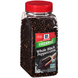 McCormick Organic Whole Black Peppercorns 13.75 oz – Non-GMO Black Pepper for Clean-Eating Wellness Routines