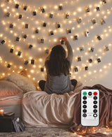 LiyuanQ 40 LED Photo Display Lights – Safe Bedroom Lights for Girls Age 6 and Up, USB Powered Clip String for Artwork and School Photos