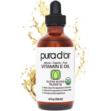 PURA D'OR 4 Oz Vitamin E Oil 70,000 IU – Premium Amber Glass Facial Elixir for an Elevated Vanity