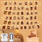 LECLSTAR Polaroid String Lights – Boho Entryway and Gallery Wall Decor, Warm White LED Lights with 50 Transparent Clips