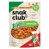 Snak Club Tajín Seasoned Peanuts – Non-GMO Mindful Snacking Staple for Pantry and Gym Bag, 12 oz Resealable