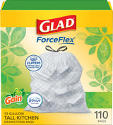 Glad ForceFlex 13 Gallon Trash Bags – Leak-Proof Kitchen Cleanup, RipGuard and LeakGuard Protection