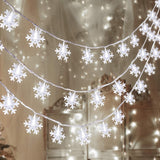 Snowpin Epoxy Snowflake String Lights – Warm White Holiday Accent for Staircase Railing and Wall Art Installation, 2 Pack