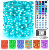 BrizLabs Color Changing String Lights on Silver Wire – Subtle Year Round Lighting for Neutral Toned Apartment and Studio