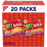 RITZ Bits Cheese and PB Crackers Variety Pack – Travel Snacks for Road Trips, Flights, and Hotel Stays, 20 Single-Serve Boxes