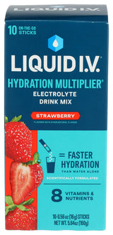 LIQUID IV Strawberry Hydration Mix – Road Trip & Workday Focus Support, Portable Powder Sticks