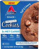 Atkins Double Chocolate Chunk Cookie – 15g Protein Snack for Wellness Routines and Sugar-Conscious Dieters