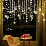 LED Curtain Lights, 4.8m Snowflake String Lights, Ready-to-Gift Holiday Decor for Women and Couples, Remote Timer Indoor Wall Light for Christmas and Party