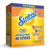 Sunkist Flavored Water Mix for School Lunches and Family Pantry – Portioned Stick Packs, 12 Flavor Bulk Variety
